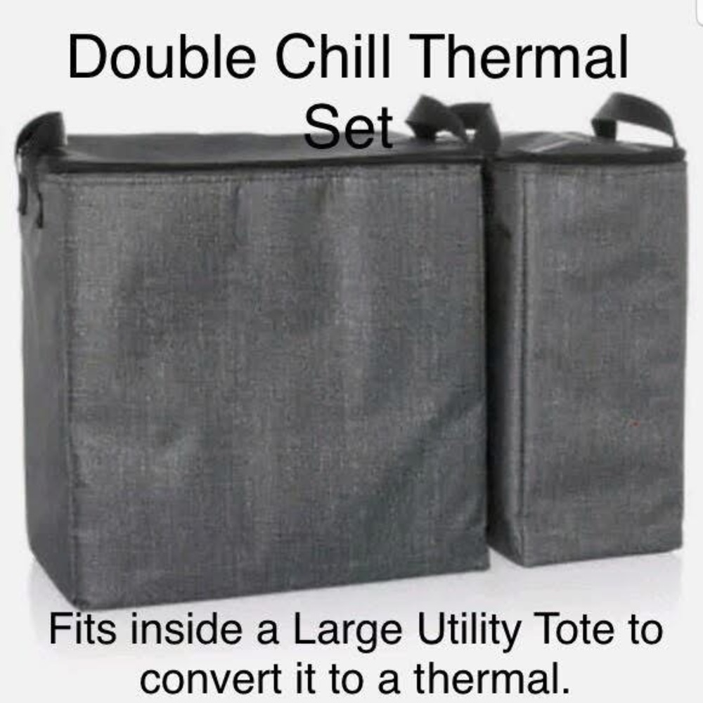 NEW Thirty-One Double Chill Thermal Set Coolers for Large Utility Tote Grey